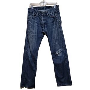Levi Strauss 514 Men's Blue Stone Wash Distress Slim Straight Jeans Sz 32x32